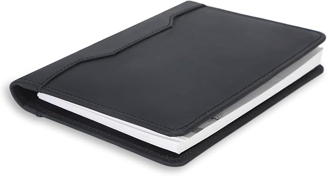 Genuine Leather Junior Padfolio 5 X 8 in with Card Holder, Black