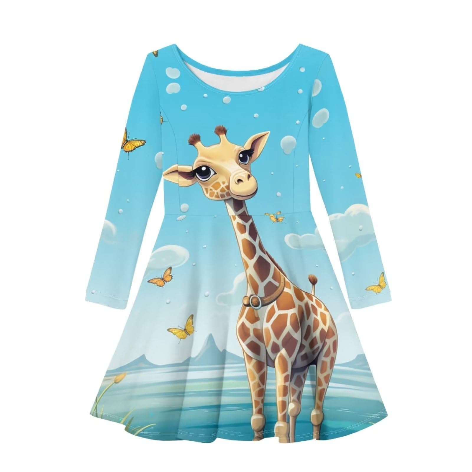 Guosanchn Girls Dress Little Kid Casual Dresses Long Sleeve Swing Dresses 3-14T