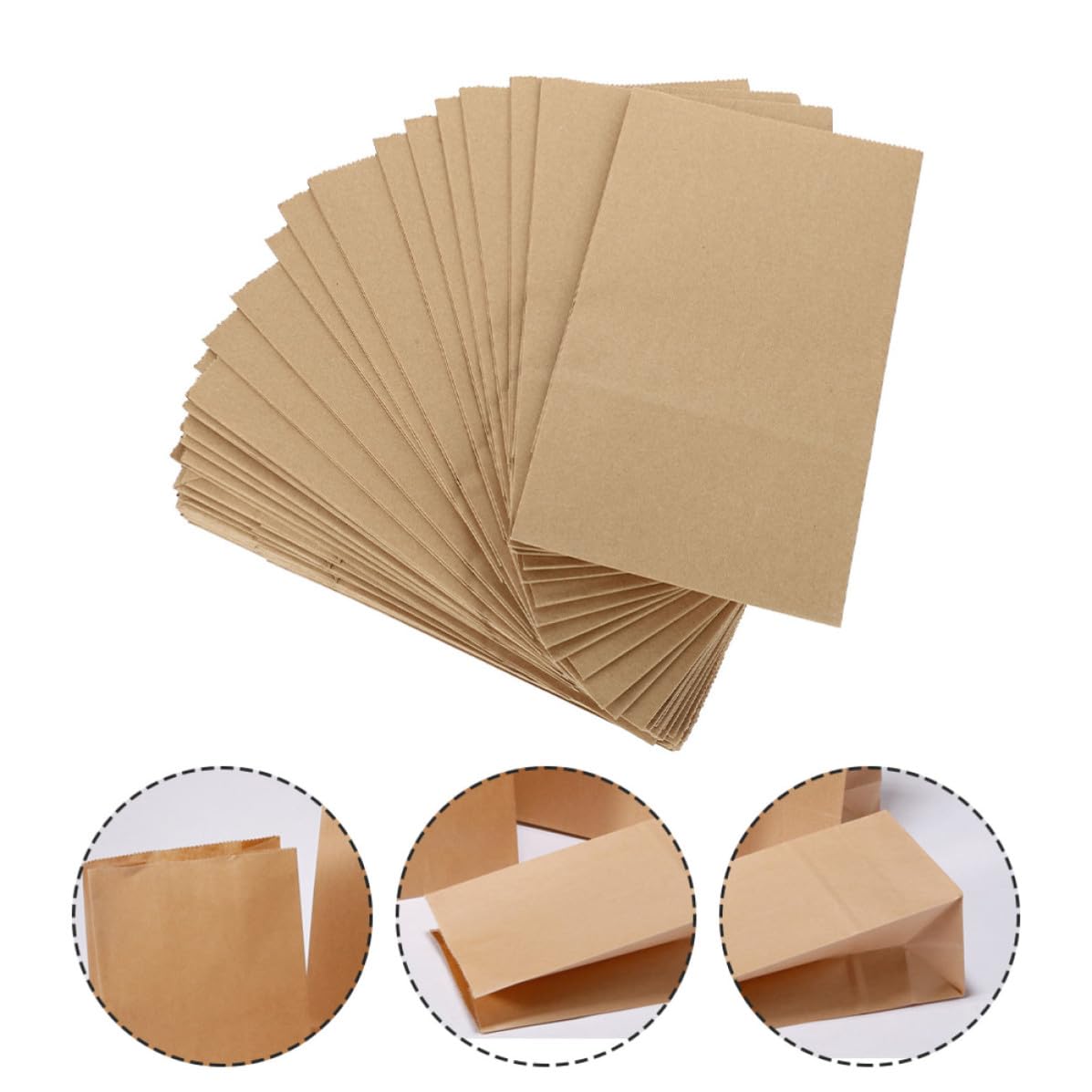 Zerodeko 100 Pezzi Sacchetti di Carta Kraft a Fondo Quadrato, Buste per Pane e Biscotti, Portatili e Monouso, per Riunioni e Progetti Fai da Te