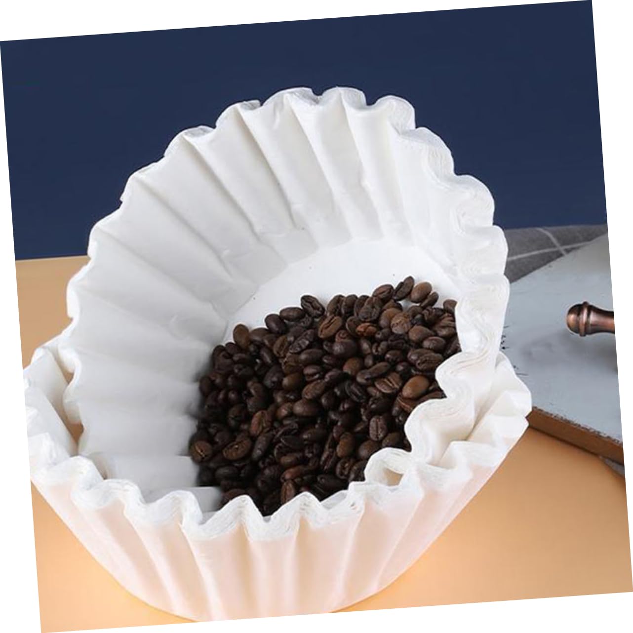 FUNOMOCYA 100sheets American-style Coffee Filter Bowls Thickened Disposable Paper Filters Wavy Dripping Tools for Coffee Tea for Home Brewing and Daily Use