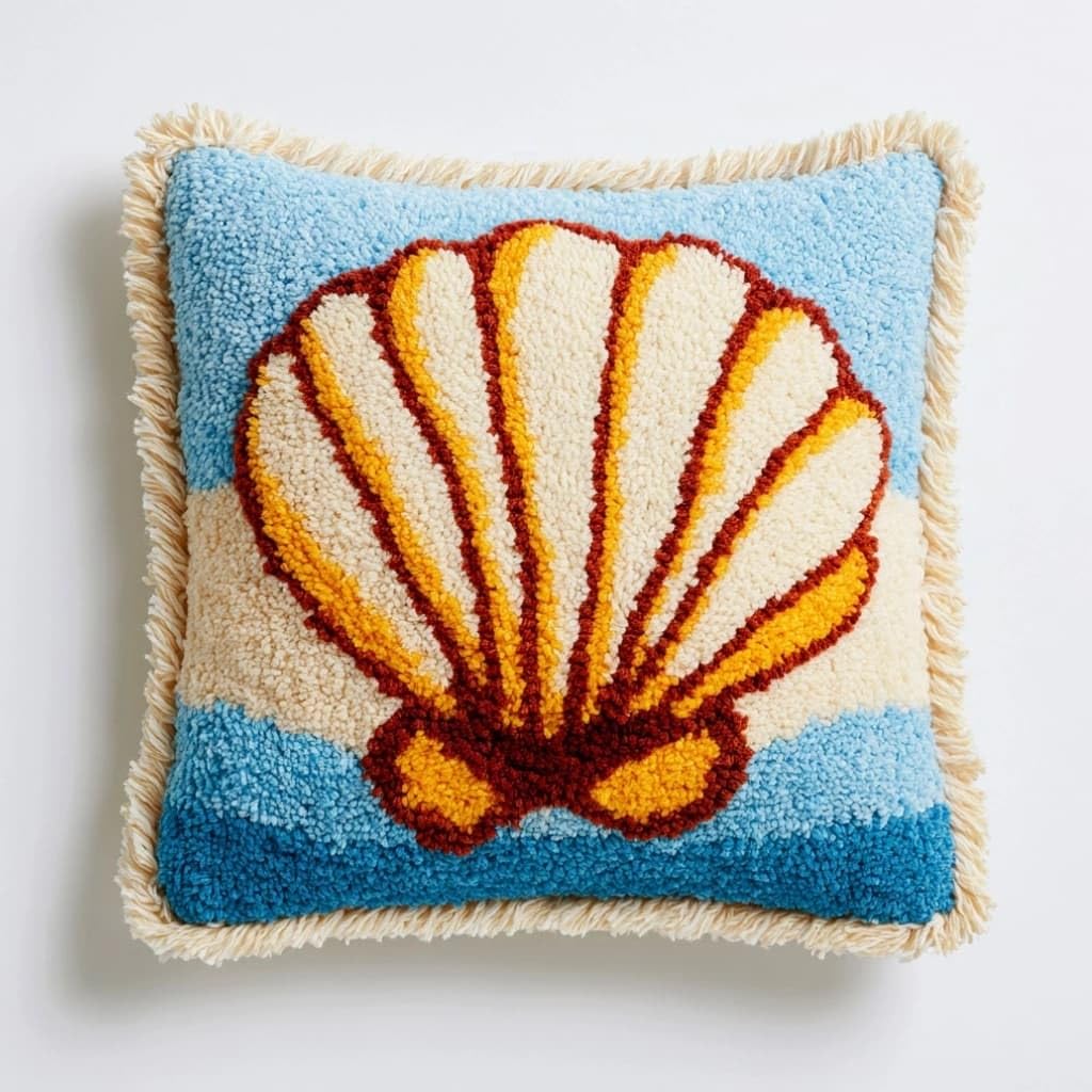 Taxpy Latch Hook Cushion Kit for Beginners Seashell