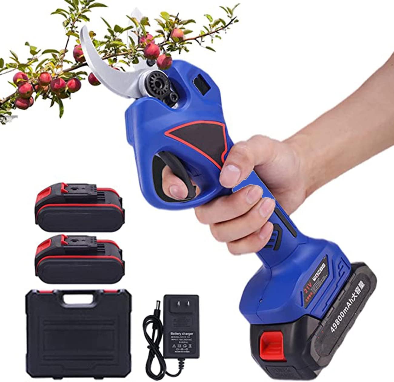 Electric secateurs Pruning Shears,Portable Pruning Shears,Rechargeable Electric Pruning Shears,40MM Cutting Diameter for Garden Trees and Fruit Trees,1xbattery