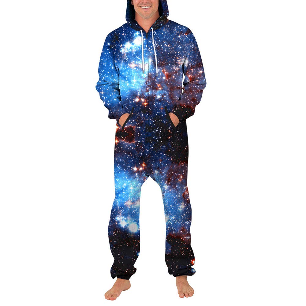 Morbuy Pigiama Jumpsuit a Maniche Lunghe, Unico Unisex Uomini Donna Intero Tuta con Cappuccio Casual Overall Selvaggio Caldo Monopezzo da Notte Onesie Partito Sport Suit