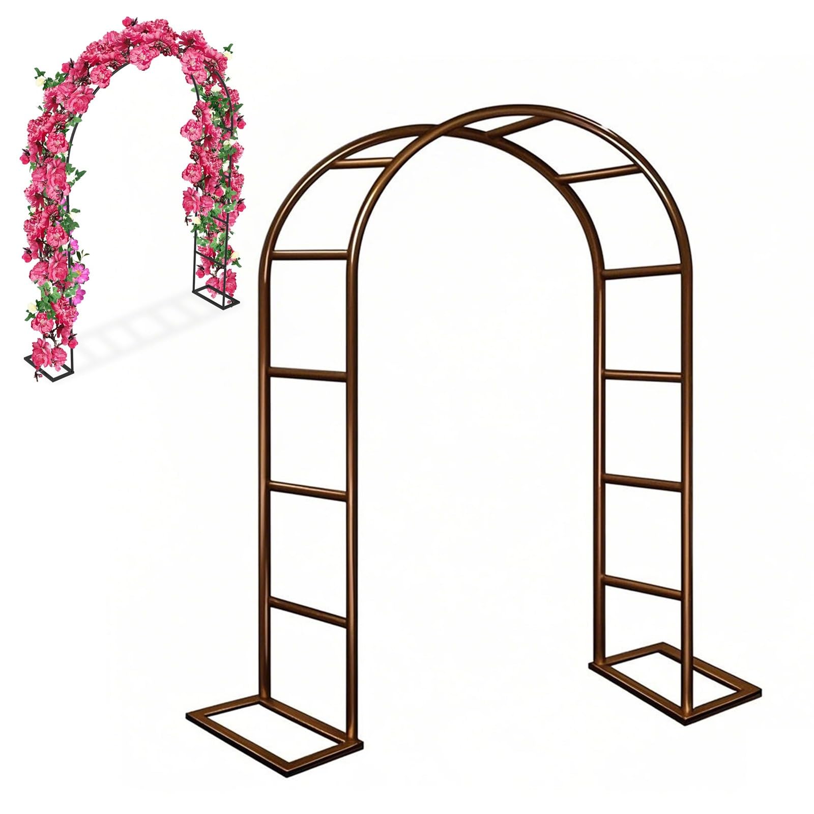 Arco de jardín metálico con enrejado para plantas trepadoras y cenador exterior