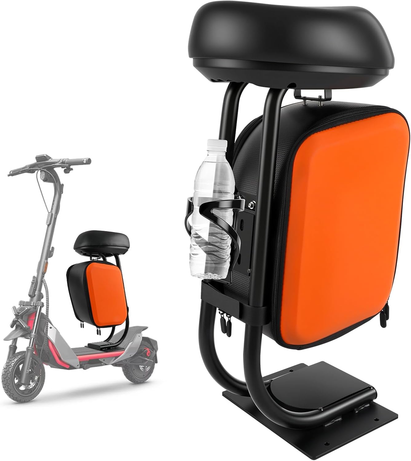 Electric Scooter Seat Compatible with Segway Ninebot ZT3 Pro Seat Attachment for Adult with 10L Large Storage Bag, Comfortable PU Cushion, Cup Holder