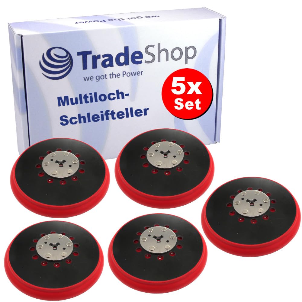 Trade-Shop Klett Medium 150 mm discos de lijado/apoyo/placa adhesiva compatible con lijadora orbital Dewalt, Bosch, Festool, Makita, Metabo M8