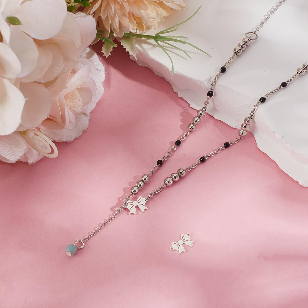 BENECREAT 2pcs 925 Sterling Silver Bowknot Links, Silver Bowknot Charm Connector - Image 4