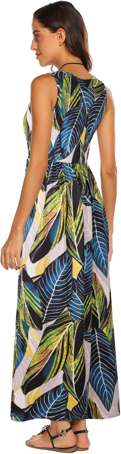 Hount Women's Summer Sleeveless Striped Flowy Casual Long Maxi Dress with Pockets - Image 6