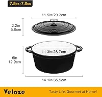 Vista 6 de Velaze 7.5 QT Dutch Oven Pot with Lid, Enameled Cast Iron Dutch Oven with Dual Handles for Sourdough Bread Baking, Cooking, Non-stick Enamel Coated