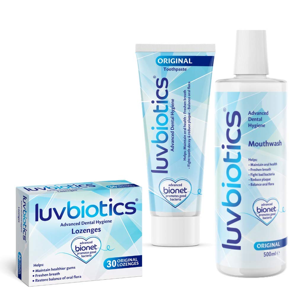 Luvbiotics Original Kit with Probiotics and Xylitol Promotes Good Bacteria for Fresher Breath, Healthier Teeth & Gums. Free from Alcohol, parabens, SLS, Artificial Flavours/sweeteners/Colours