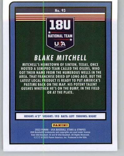 Miniatura 2 de 2023 Panini USA Stars and Stripes #93 Blake Mitchell USA Baseball 18U National Team RC Rookie Baseball Trading Card