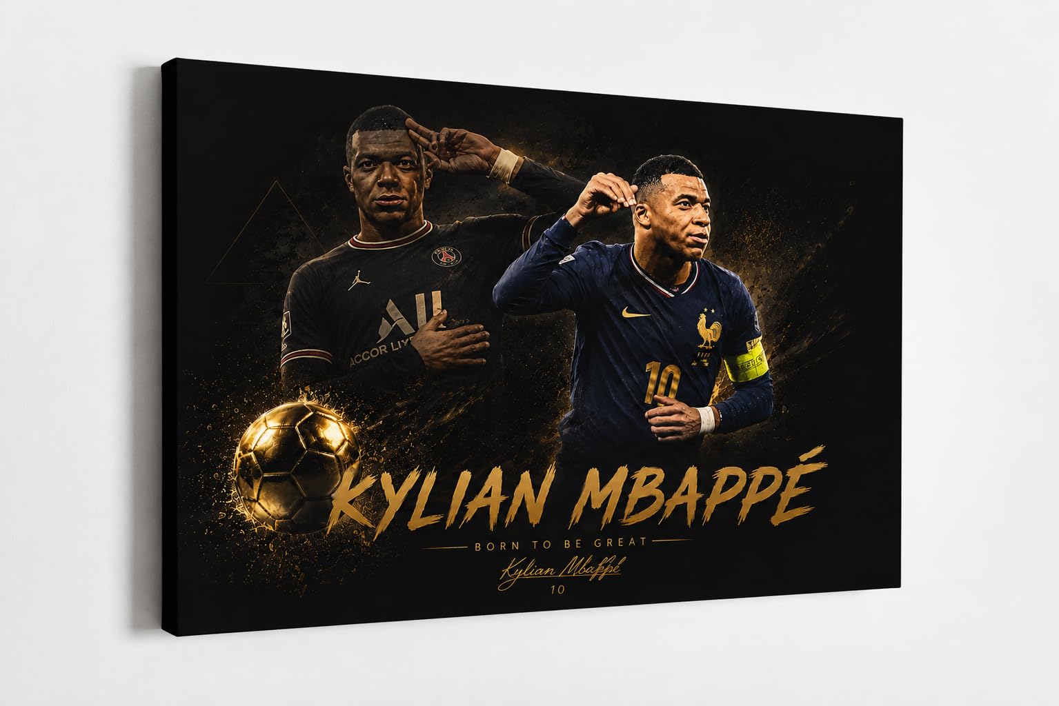 Kylian Mbappé Leinwandbild 80x60 cm| Modernes Fußball Wandbild für Fans 29wl4