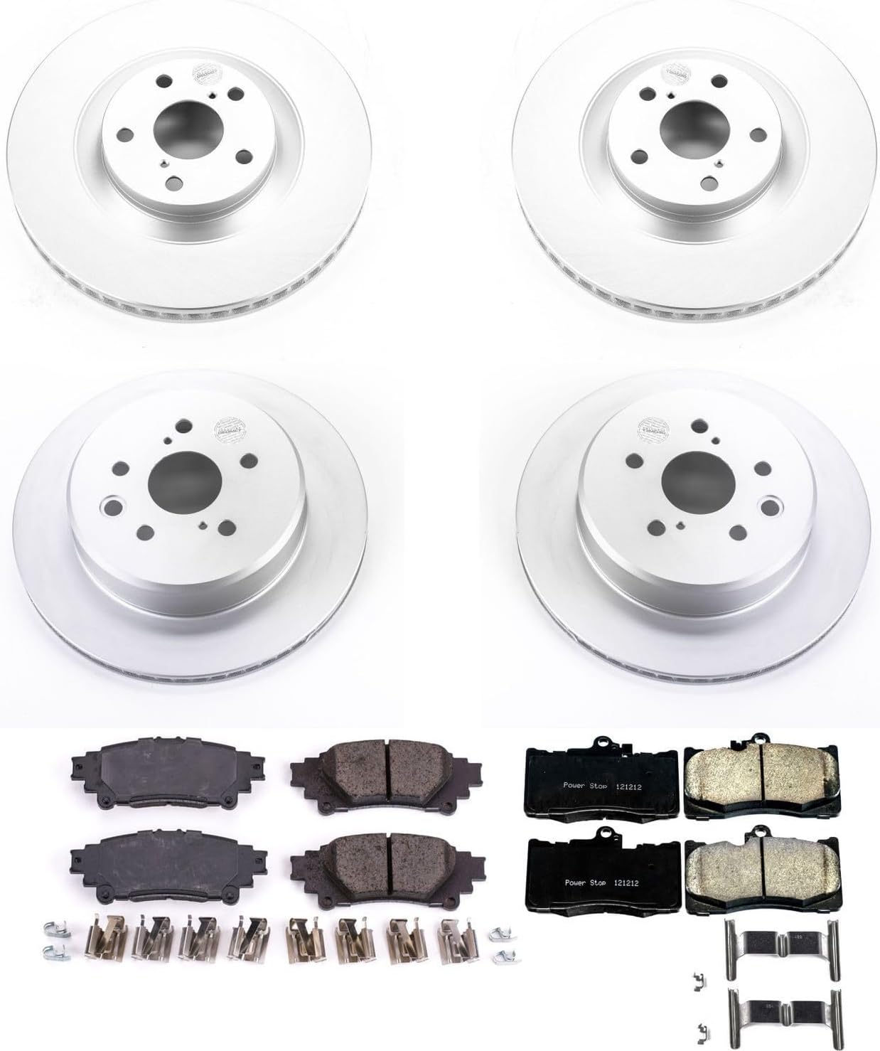 PowerStop Front and Rear Brake Kit For Lexus GS200t 2016-17 |GS300 2018-19 |GS350 2013-20 |GS450h 2013-18 |IS200t 2016-17 - Fully-Coated Disc Rotors with Z17 Ceramic Brake Pads Replacement, CRK6513