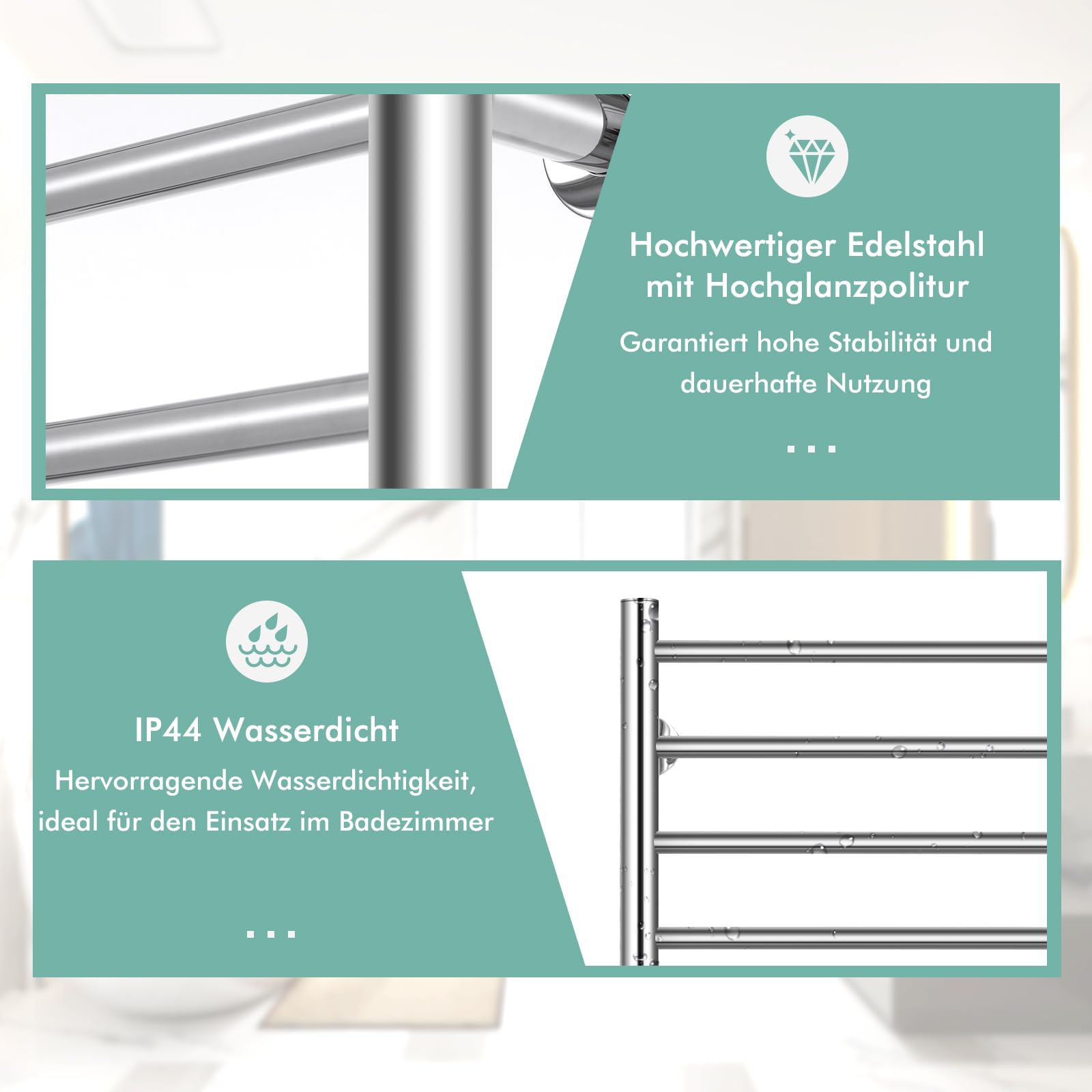 GOPLUS Handtuchheizkörper, elektrischer Handtuchwärmer aus Edelstahl, Handtuchtrockner mit LED-Touchscreen & Thermostat, für Badezimmer& Spa (53 x 11 x 86 cm, Silber)