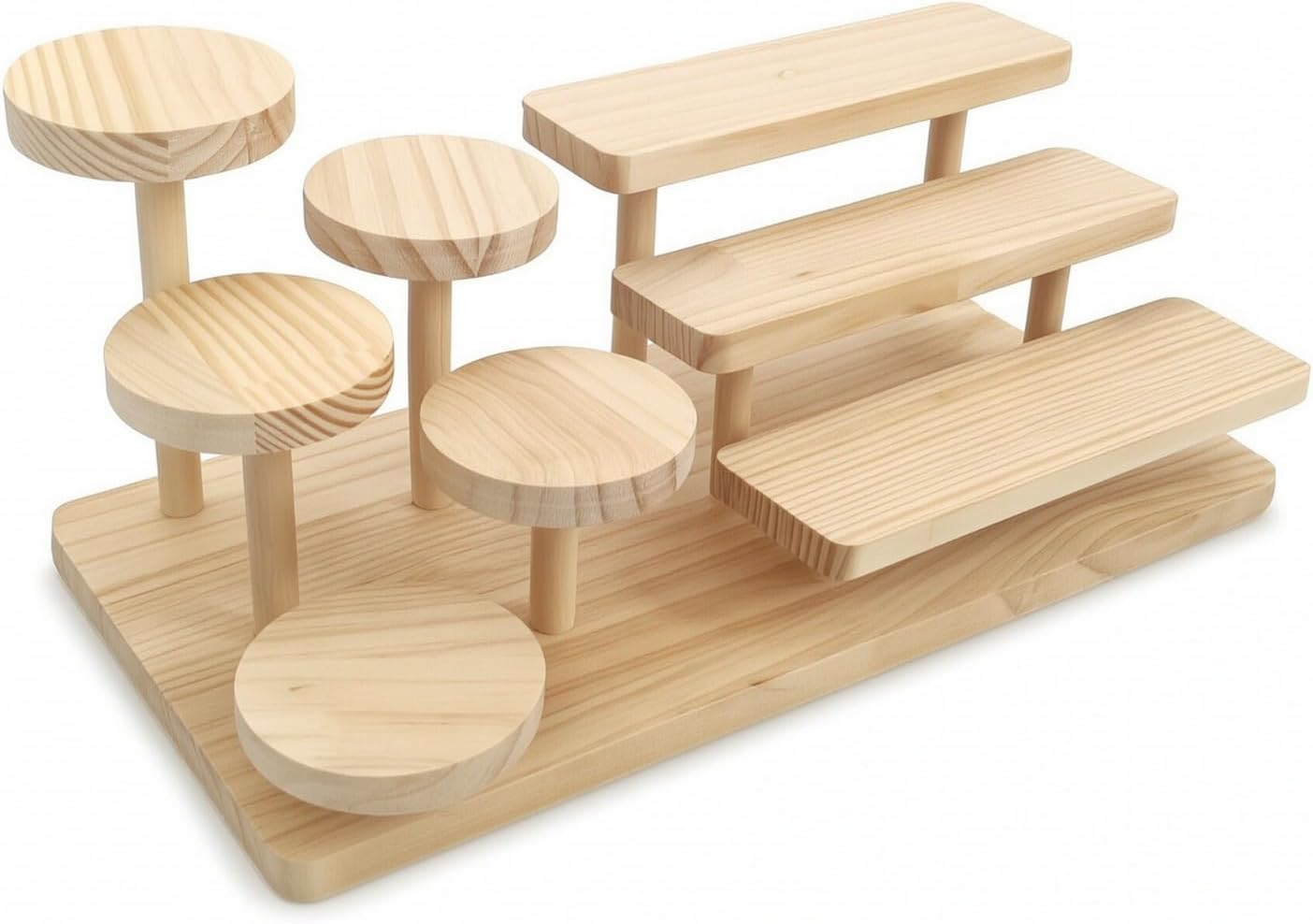 Display Shelf Wooden Display Rack Multi Tier Stand Desktop Organizer Storage Rack Solid Wood Grain Finish Vertical Storage Space Saving Suitable for conference room table lobby counter studio shelf