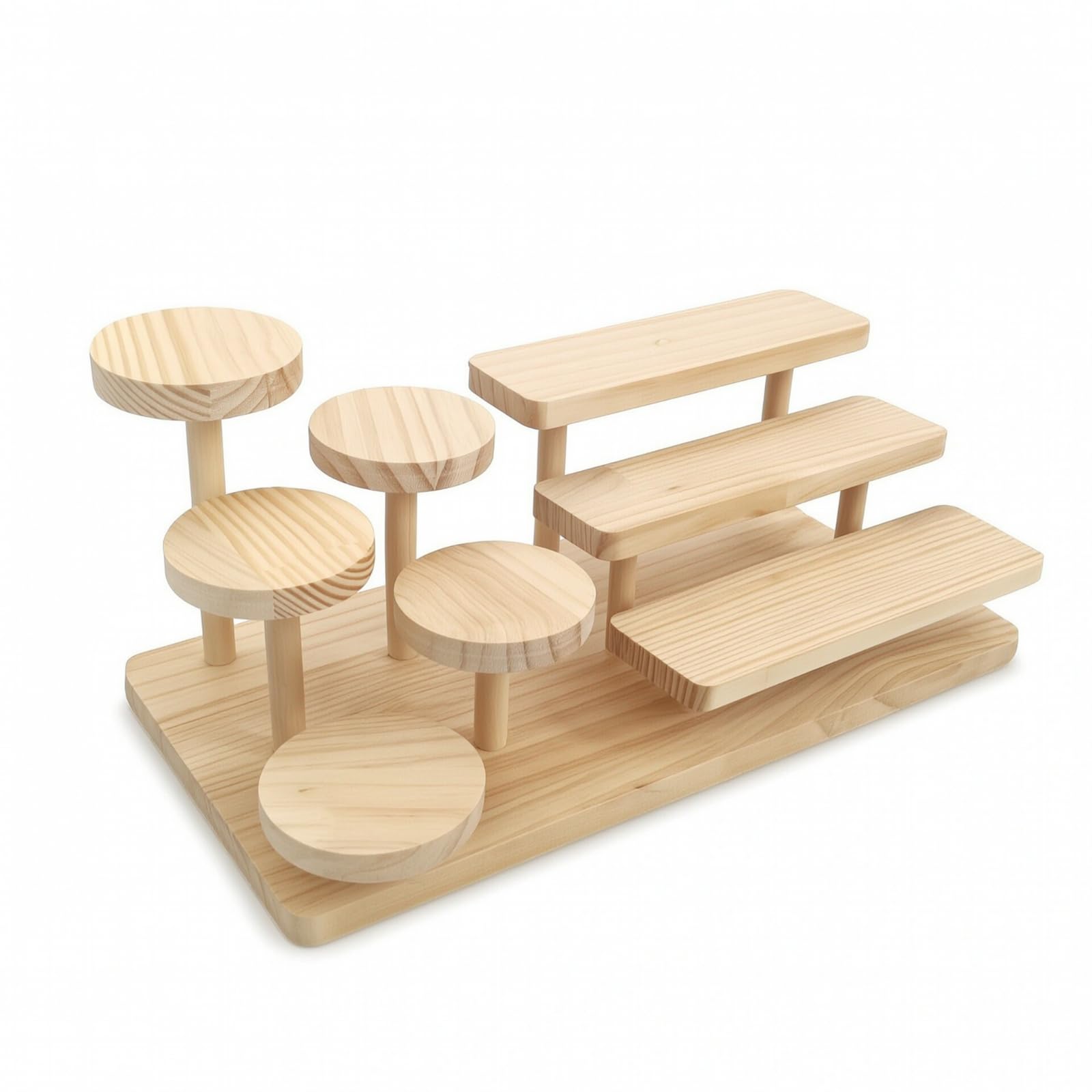 Display Regal Holzregal Aufsteller Stufenregal Ablageständer Gestuftes Layout für Sichtbarkeit Und Struktur aus Massivholz mit Warmer Oberfläche für