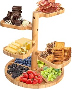 16" Rotating Charcuterie Board For Cheese And Meat - Lazy Susan Charcuterie Boards Round Compartments 360 Rotating Plates Serving Food Lazy Susan Cheese Board A - View #2