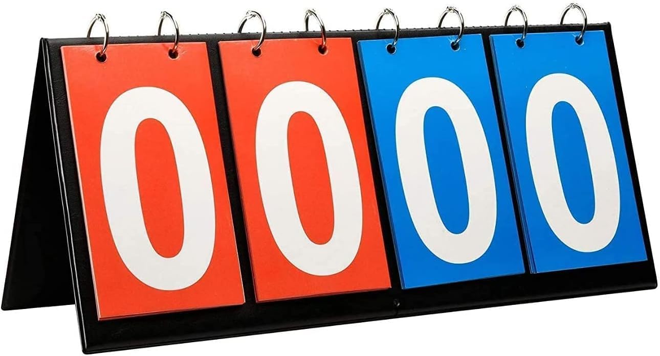 QHFlashbuy Marcador Deportivo,4 Dígitos Marcador de Mesa Portátil Digital,Marcador de Puntuación,0-99 Tablero de Flip Marcador Portátil para Voleibol,Baloncesto,Tenis de Mesa,Competición Deportiva