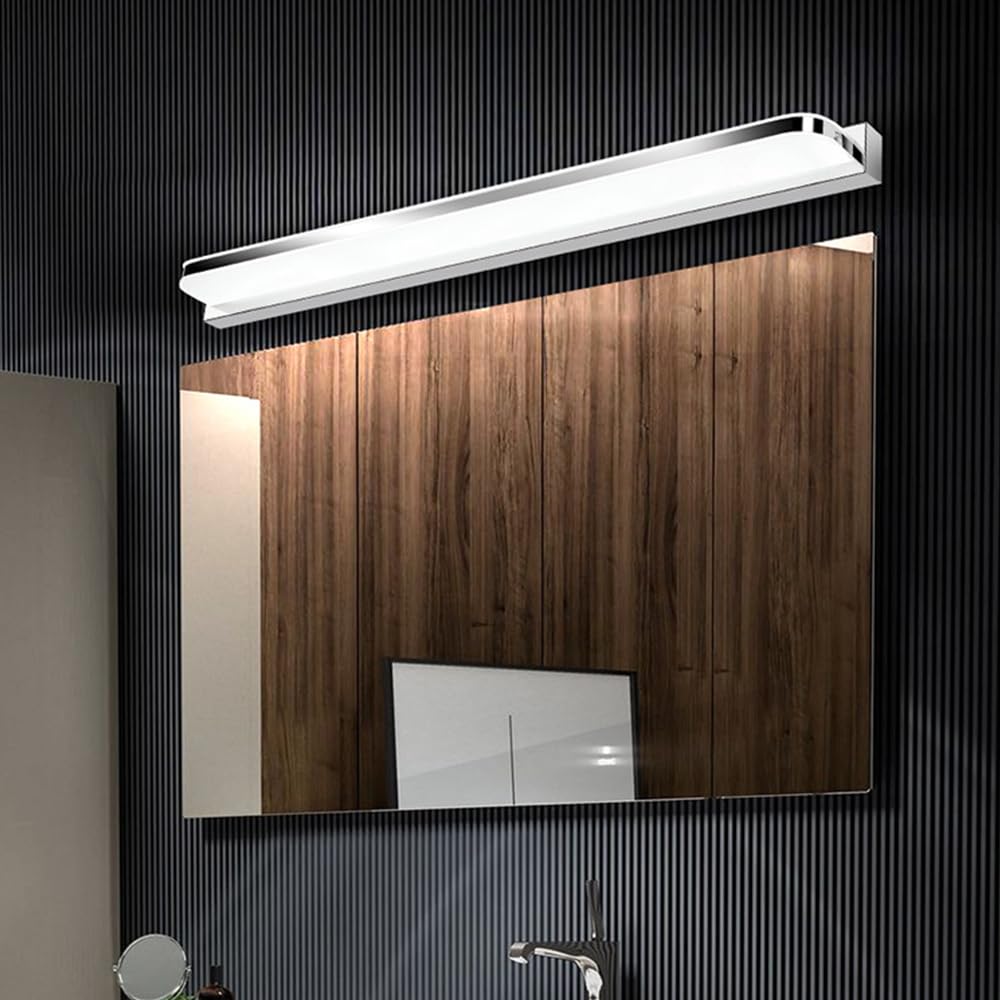 Mengjay LED Spiegelleuchte Bad Spiegellampe,LED Wandleuchte Innen,Kaltweißes Licht Wandlampe, Badlampe für Keller Küche Badschrank Treppenhaus (Silber (14W))