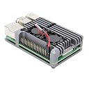 REES52 Armor Metal Aluminium Alloy Cooling Heatsink Case with Dual Fan for Raspberry Pi 4 Model/Pi 4B (Grey) gallery image