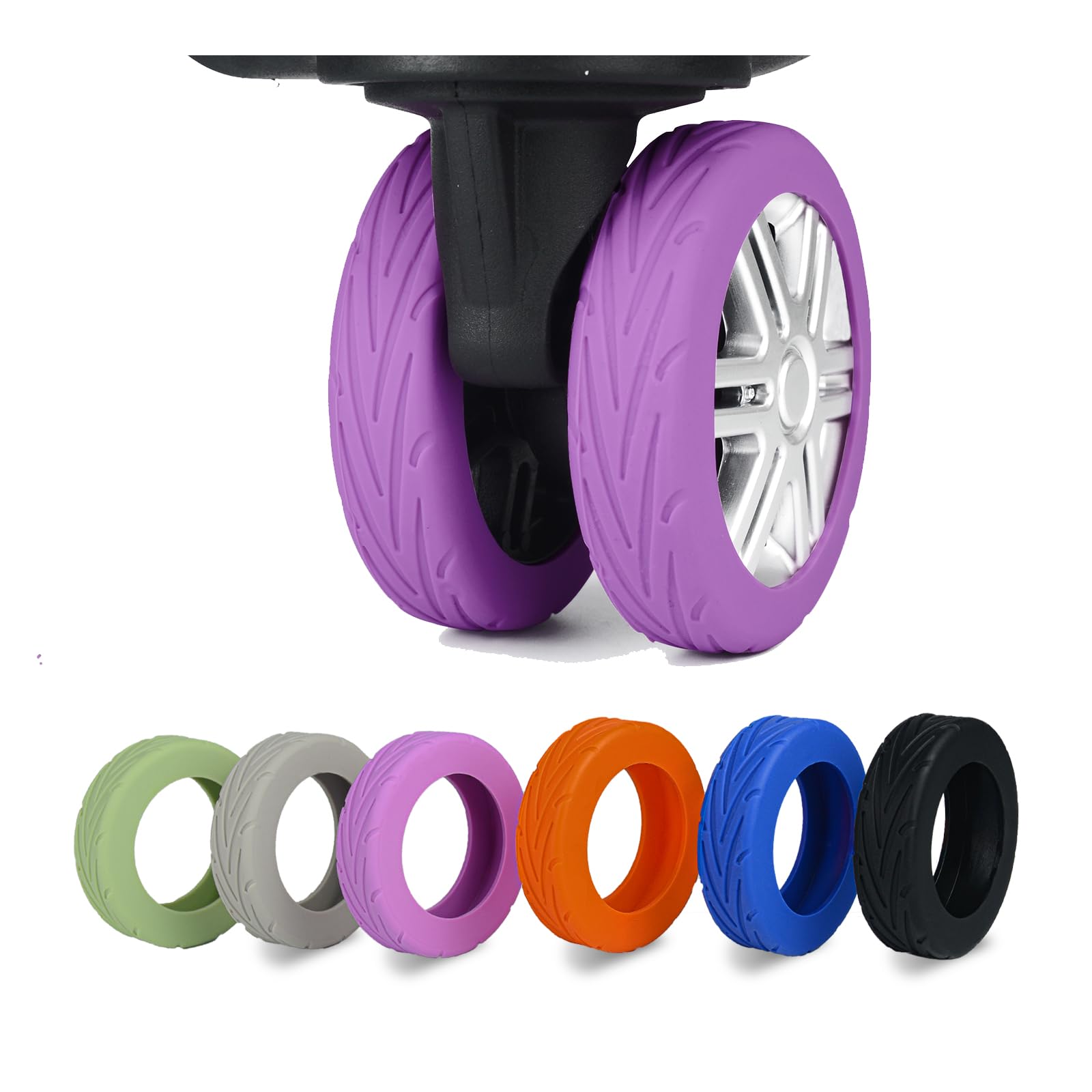 Upgrade Luggage Wheel Covers, 8pcs Suitcases Wheel Protector,Wear-Resistant, Anti-Noise, Silicone Protectors for 2-2.4"Luggage Spinner,Accessories for