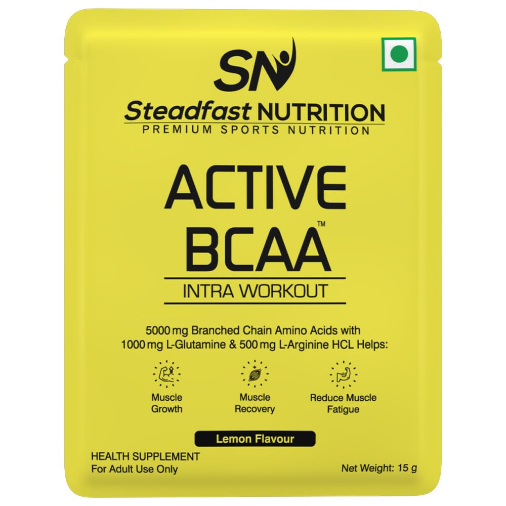 Steadfast Nutrition Active BCAA | Pre Workout BCAA Supplement in 2:1:1 Ratio | Muscle Recovery & Endurance, Intra workout | BCAA with L-Glutamine & L-Arginine (Lemon, 30 Sachets)-picture-29