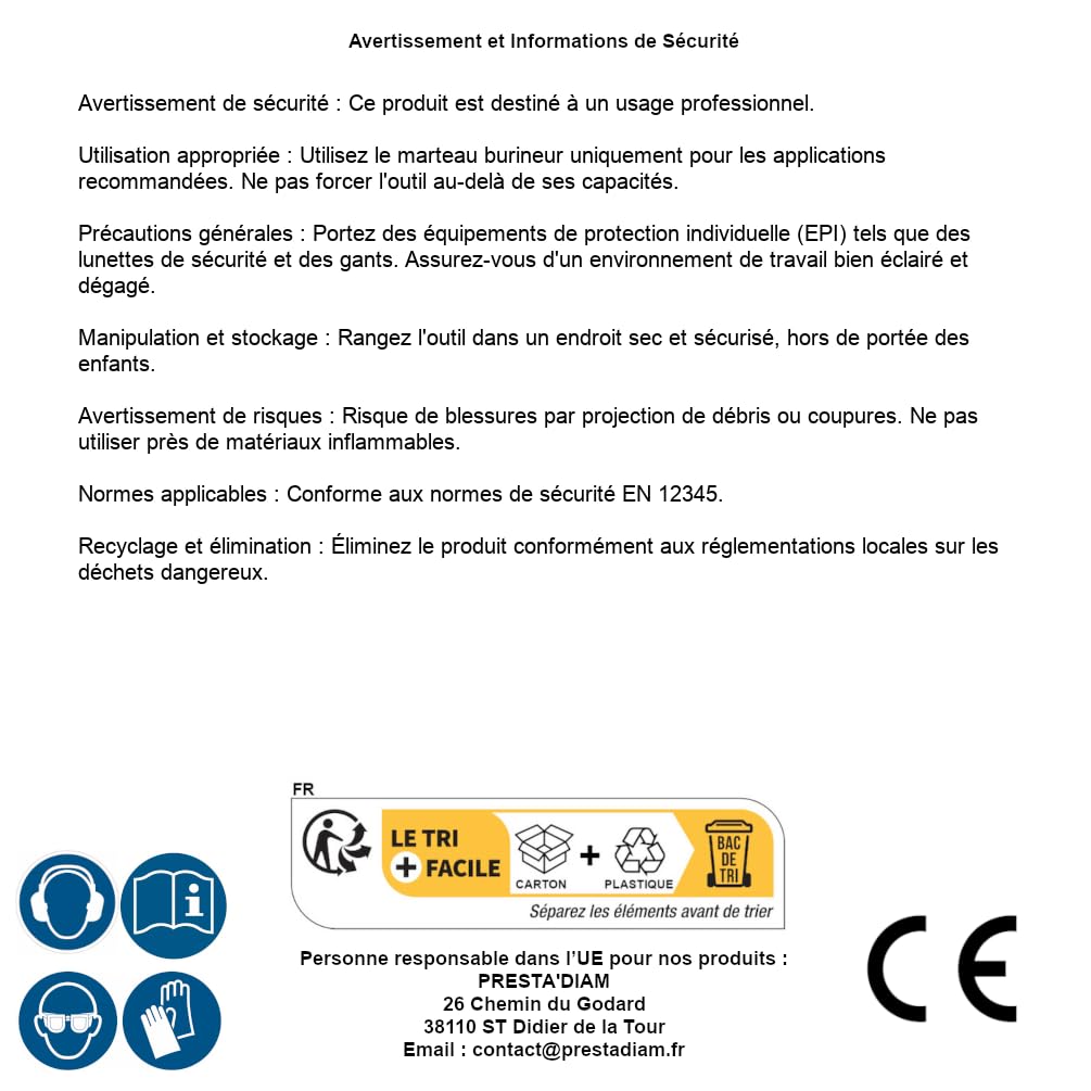 Martillo de cincel neumático – 4 cinceles incluidos – Herramienta eficaz para trabajos de demolición – D-Work