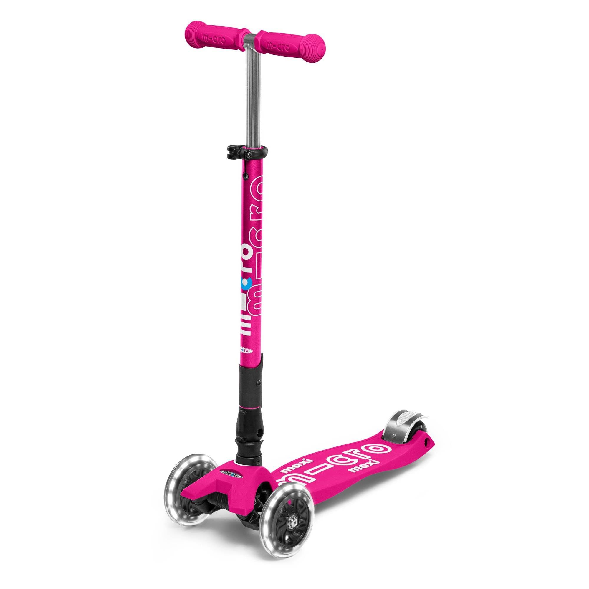 Micro® | Maxi Deluxe Plegable LED | Patinete 3 Ruedas Niños | Altura Regulable | Ruedas con iluminación LED | Rodamientos ABEC9 | 5-12 Años | Niños y Niñas