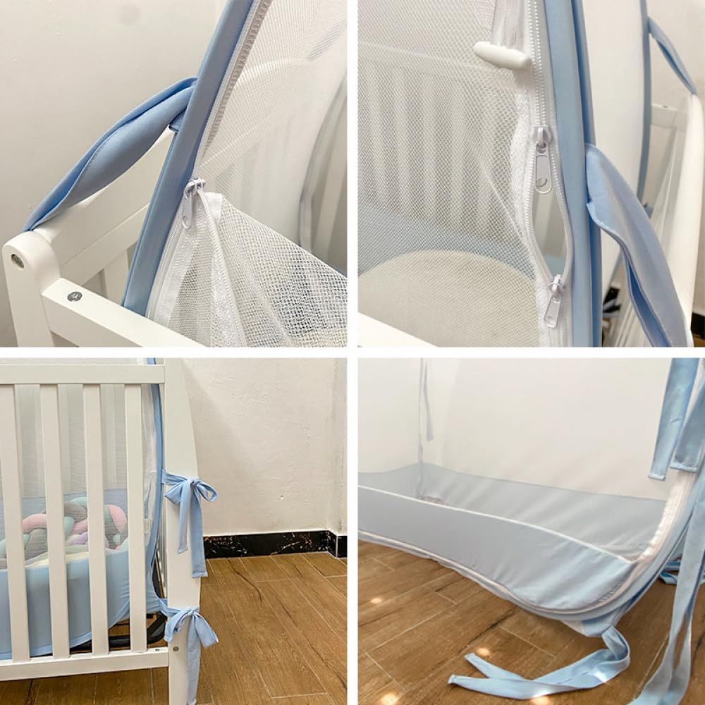 BERO Rete di sicurezza per lettino, zanzariera anticaduta per lettino a rete ispessita, yurta pop up pieghevole con cerniera autobloccante per evitare che i bambini escano