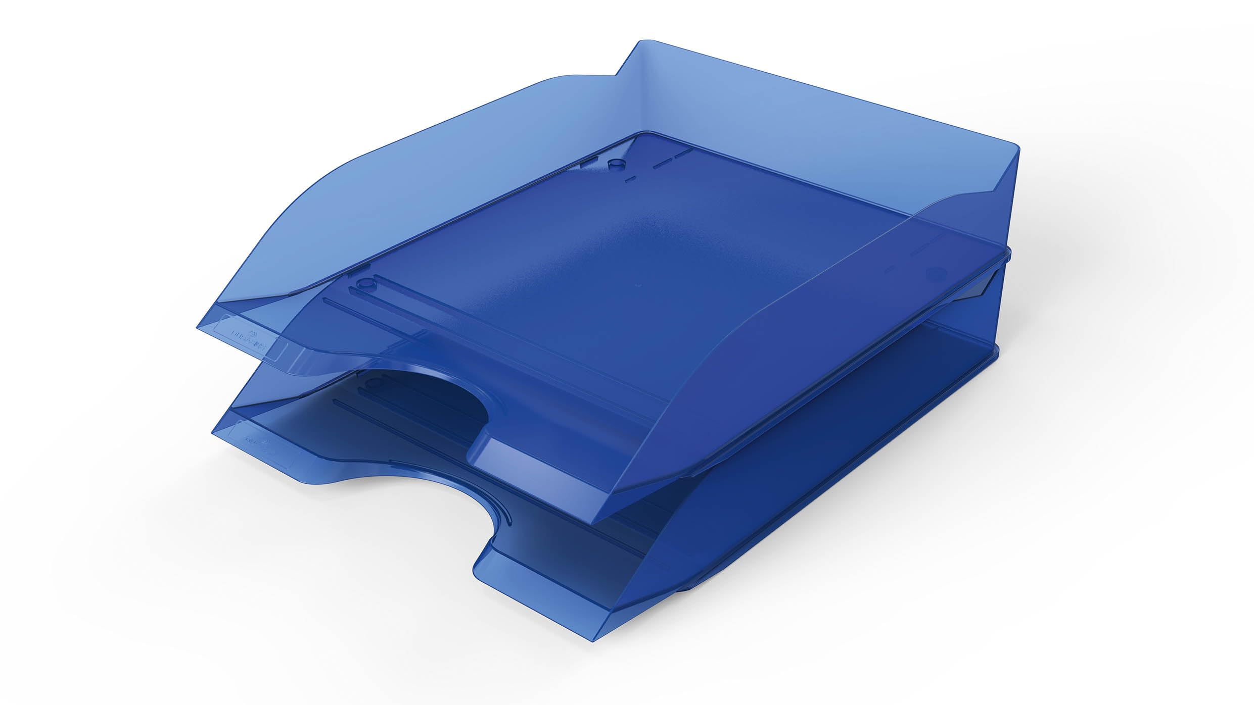 Durable Basic Letter Trays A4 Translucent Blue - Set of 6 Stackable Storage Trays for Desktop Organisation - Stackable Paper Tray