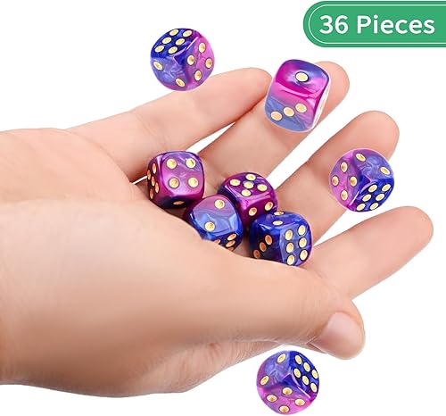 Miniatura 179 de Juego de 36 dados mini de 0.472 in, 6 caras, juego de dados con patrón de perlas, 6 dados estándar para Yahtzee, Bunco o enseñanza de matemáticas
