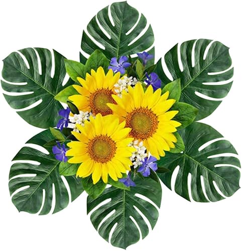 Miniatura 3 de Ochine 12 hojas de palma tropicales artificiales para decoración de hojas de fiesta de plantas tropicales, hojas de palma, gran palmera, falsas