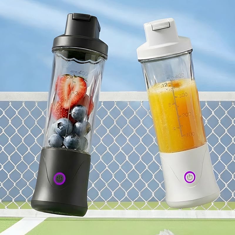 Image of Juicer for Home ^ Lacossi Juicer Mixer Grinder with 1500mAh Battery, 6 Blades 3Gears Fast Blending, 2-Jar Capacity (400ml*2) | 40 Watts Bullet Rechargeable Portable Personal Juicer