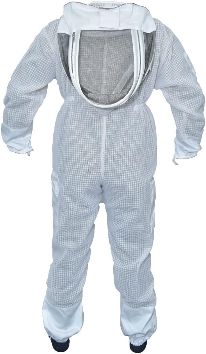 MS 3 Layer Bee Suit with One Pair Bee Gloves Beekeeping Suit with Fencing Veil