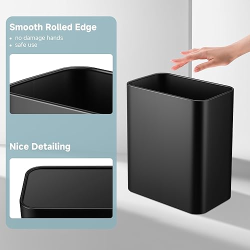 Miniatura 5 de Cubo de basura pequeño para baño de 2.1 galones (negro)