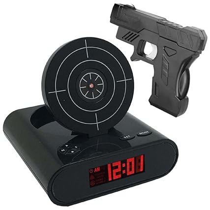 Gun and Target Alarm Clock with Gun Shooting Game Digital Shot Timer Alarm Clock, Interactive Wake photo Gun and Target Alarm Clock with Gun Shooting Game Digital Shot Timer Alarm Clock, Interactive Wake