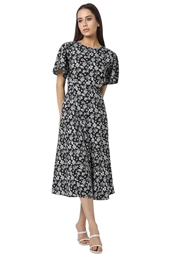 Van Heusen Women's Fit and Flare Knee Length Printed Formal Dress