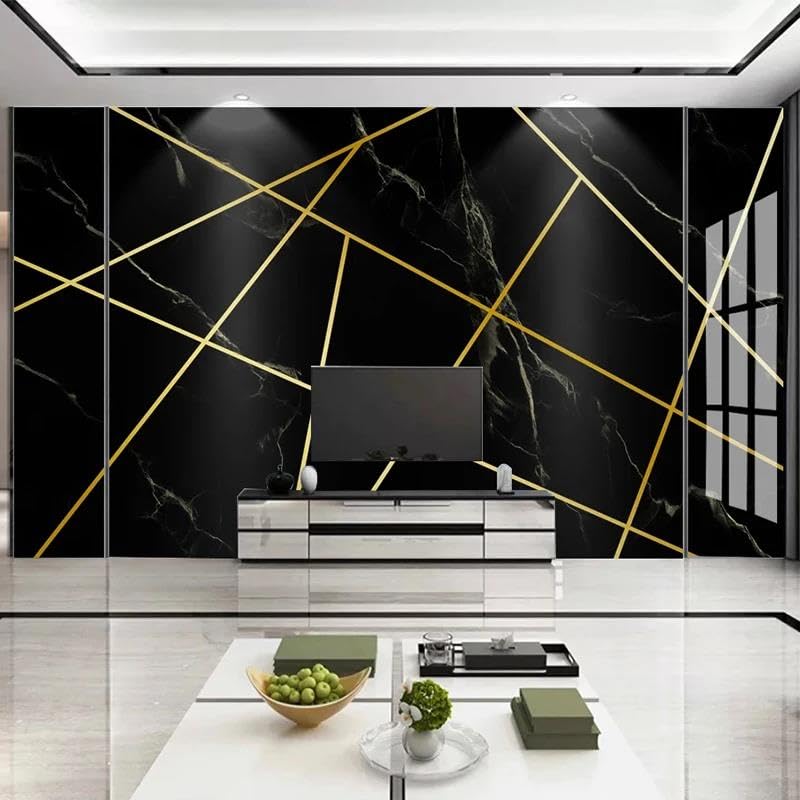 Papier peint intissé marbre 3D pour un salon chic et lumineux