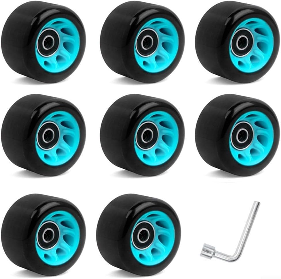 8 Pack 58Mm X 39Mm, Indoor Quad Roller Skate Wheels for Speed Skating, Artistic, Jam, Rink & Rhythm Skates, PU Wear-Resistant Wheels Double-Row Roller Skates Accessories(Blue (88A))