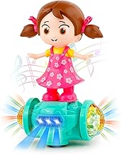 Zest 4 Toyz Musical Dancing Girl Doll Activity Play Center Toy 360 Degree Rotating with Flashing Lights and Bump n Go Action Toys for Kids (Pack of 1) Pink