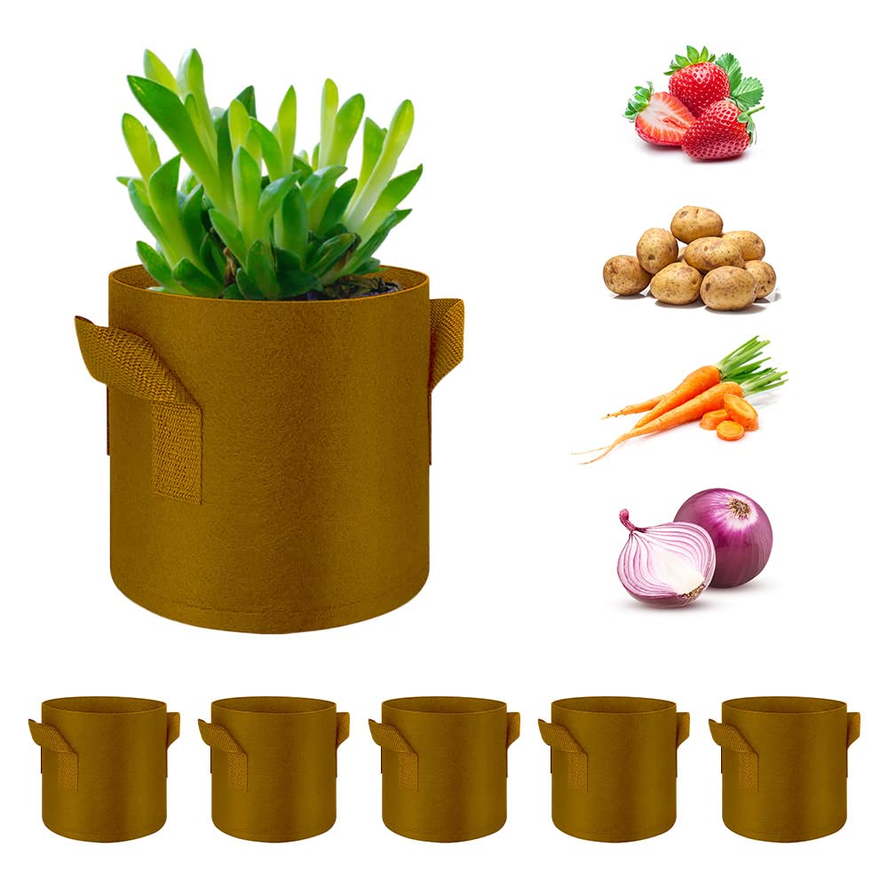 FineGearPow 5-Pack 10 Gallon Grow Bags