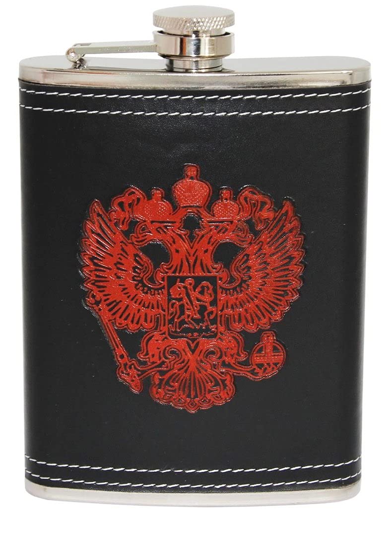 Fiaschetta Russa CCCP In Acciaio Inox – 240 Ml, Fodera In Ecopelle, Set Regalo Con Tema Tintóreos - 4