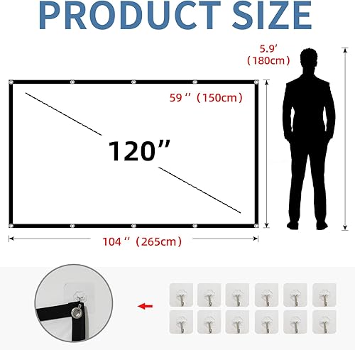 Miniatura 6 de Pantalla de proyector, HUANYINGBJB 4K 169 HD, pantalla de proyector frontal trasera, pantalla de proyección plegable, de doble cara, portátil, para
