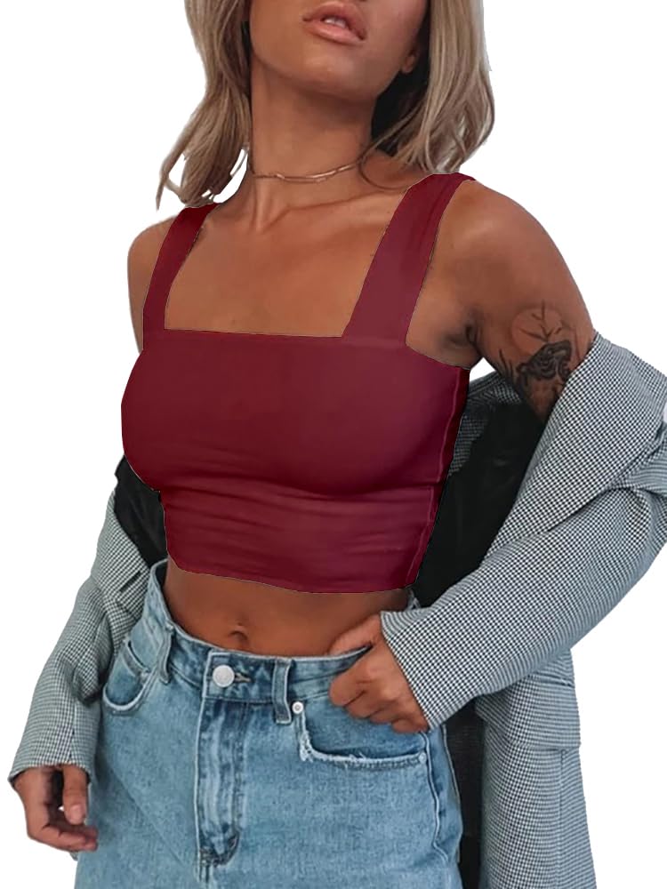 Abardsion Women's Sexy Sleeveless Skinny Basic Strappy Crop Tank Tops 2024