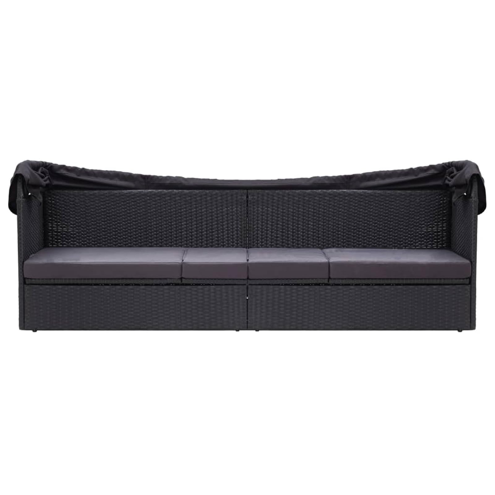 Tidyard Tumbona de Jardín con Toldo Negro - Ratan de PE, Resistent a la Intemperie Modelo YFXLRZJ-46092ES