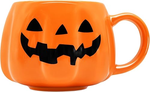 Miniatura 2 de Taza de calabaza de Halloween de 12 onzas, taza de cerámica con diseño de calabaza linda taza de café de Halloween, cumpleaños, regalos para