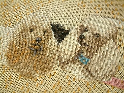 Fine Home Crafts A Pair of Lovely Cute Pooch Vivid Needlepoint Canvas Preworked Hand Stitched