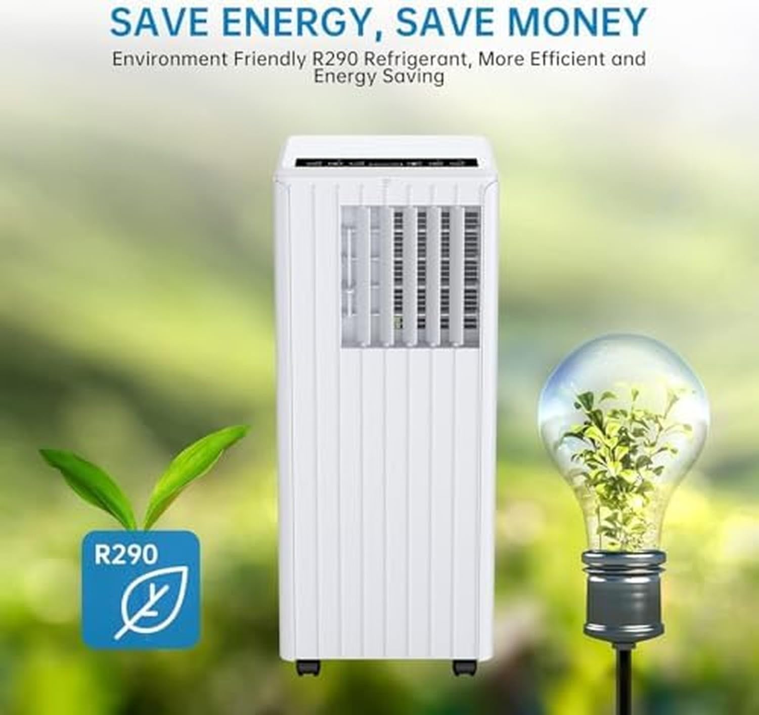 Condizionatore d'Aria Portatile 10000 BTU Raffreddamento rapido con Display Digitale, modalità velocità Multiple per Ambienti Fino a 30 mq, Opzione 7000 BTU Dis, A, 9000 BTU