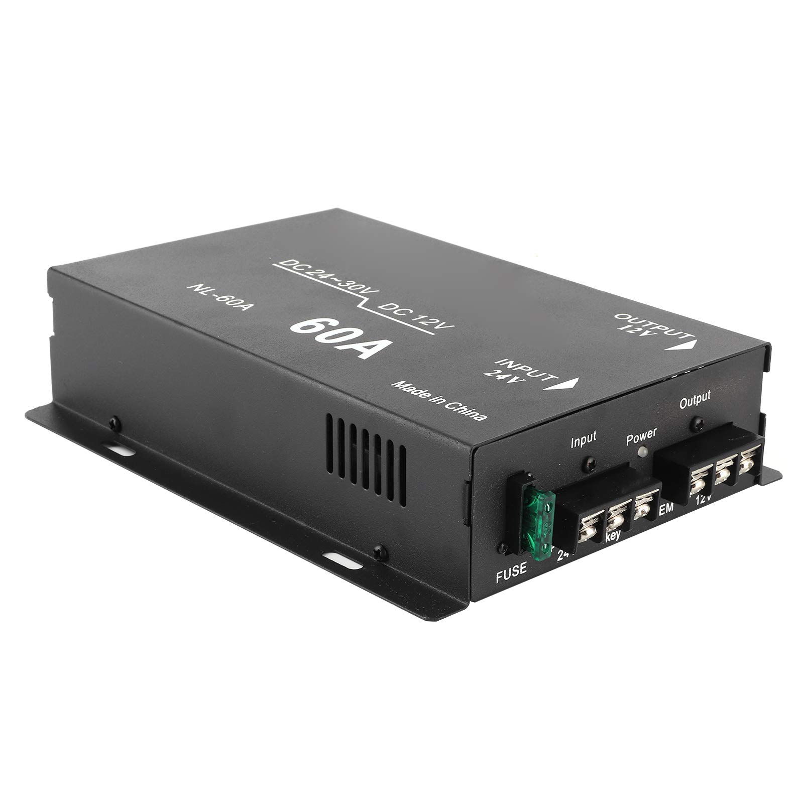 Elektryczna przetwornica napięcia 24 V na 12 V 60 A Wysokowydajny transformator napięcia Adapter do lodówki samochodowej DVD Głośnik niskotonowy Stop aluminium Czarny 720 W