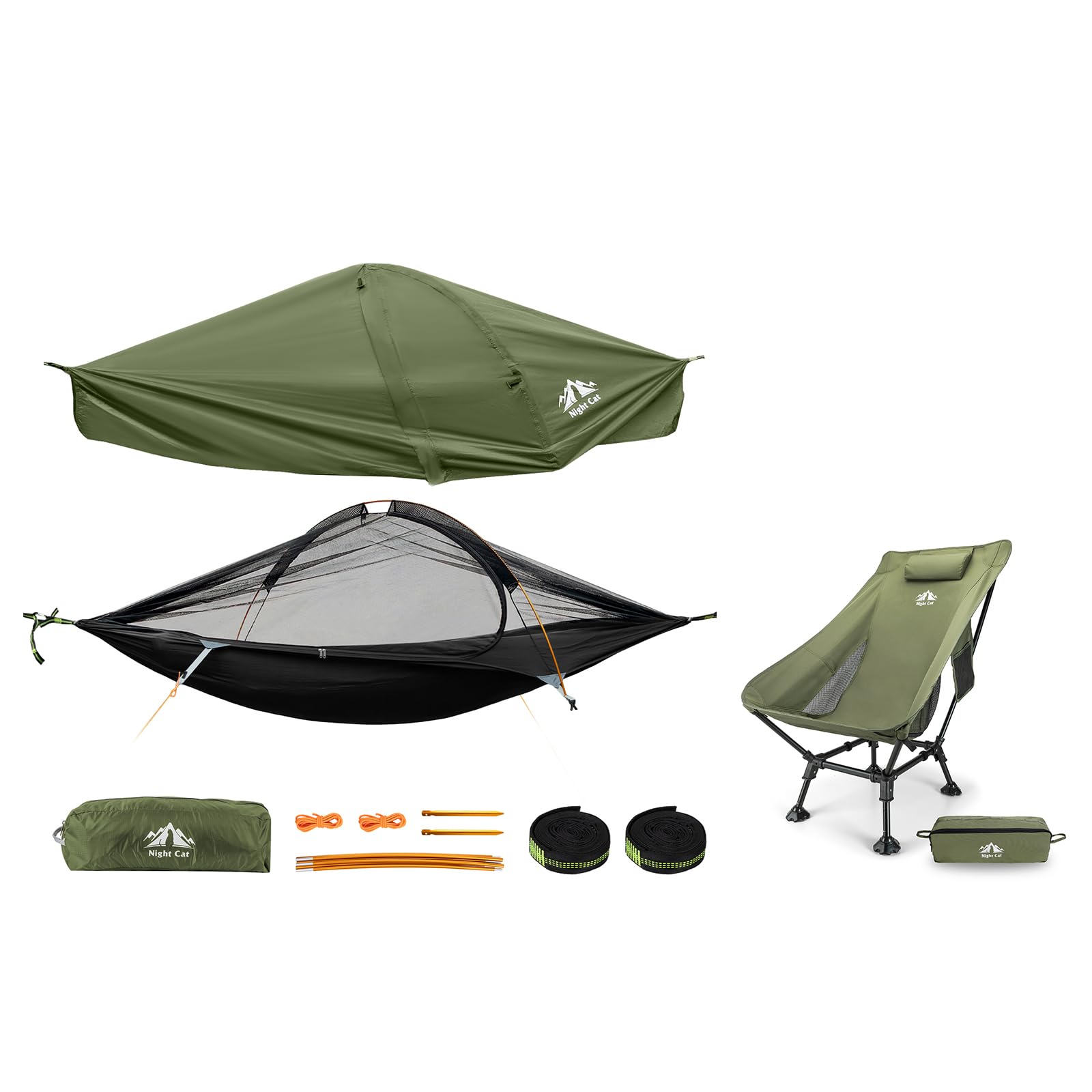 Night Cat Tenda Amaca Con Zanzariera Sospesa Impermeabile con Zaino Trekking Ultraleggero 70L